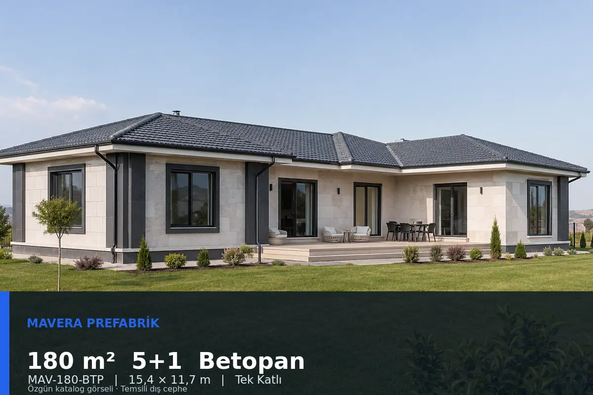 180 m² 5+1 Tek Katlı Betopan Prefabrik Ev