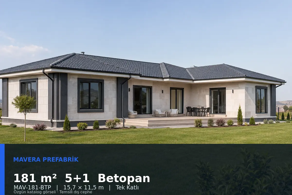 181 m² 5+1 Tek Katlı Betopan Prefabrik Ev