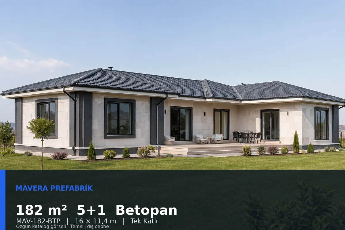 182 m² 5+1 Tek Katlı Betopan Prefabrik Ev