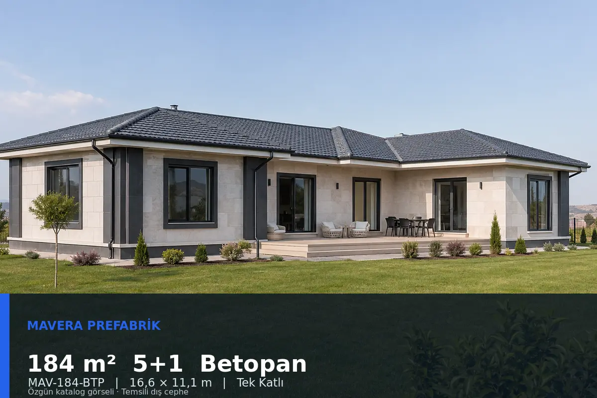184 m² 5+1 Tek Katlı Betopan Prefabrik Ev