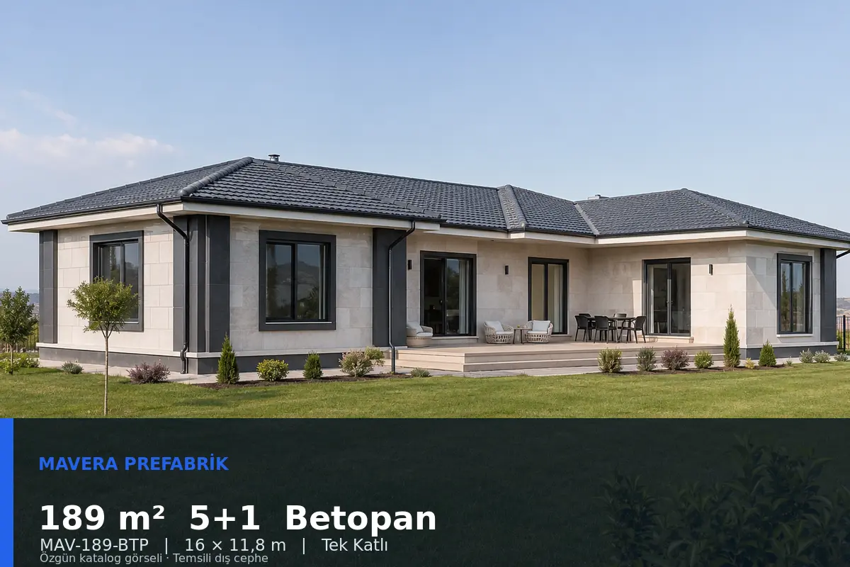 189 m² 5+1 Tek Katlı Betopan Prefabrik Ev