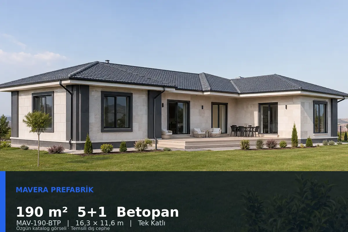 190 m² 5+1 Tek Katlı Betopan Prefabrik Ev