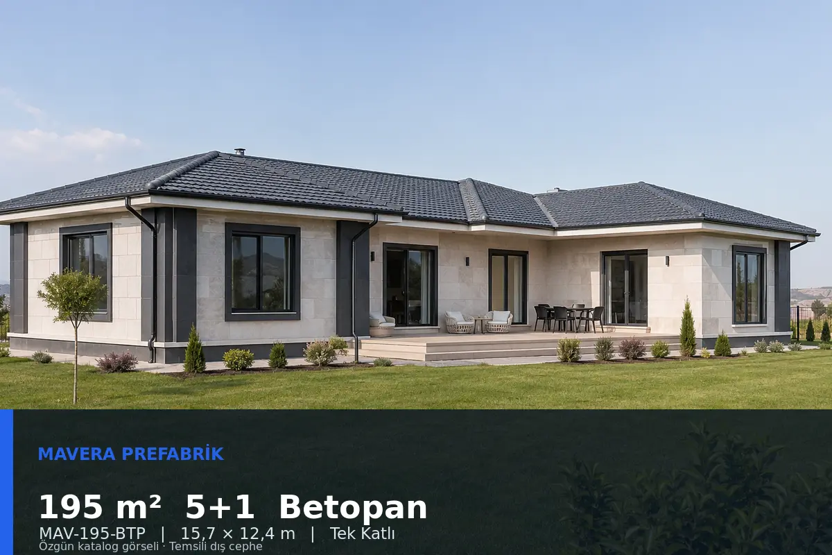 195 m² 5+1 Tek Katlı Betopan Prefabrik Ev