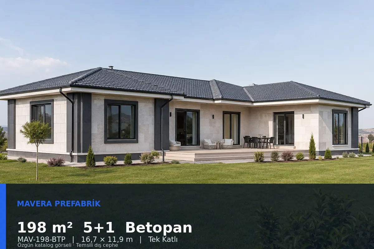 198 m² 5+1 Tek Katlı Betopan Prefabrik Ev