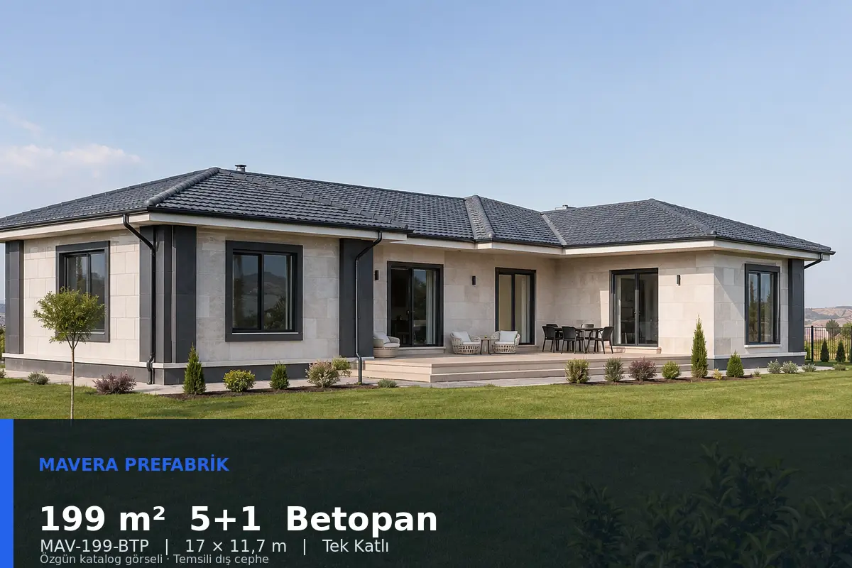 199 m² 5+1 Tek Katlı Betopan Prefabrik Ev