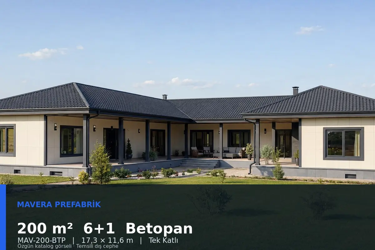 200 m² 6+1 Tek Katlı Betopan Prefabrik Ev