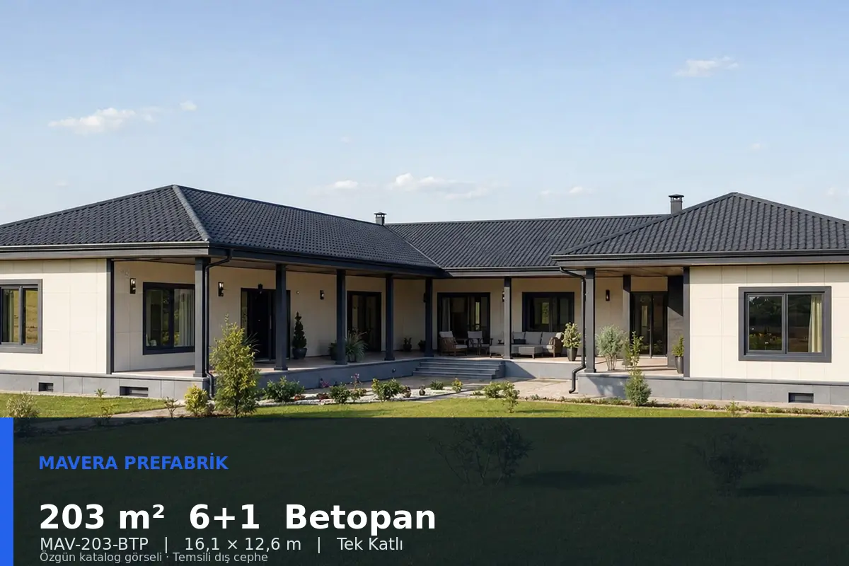 203 m² 6+1 Tek Katlı Betopan Prefabrik Ev