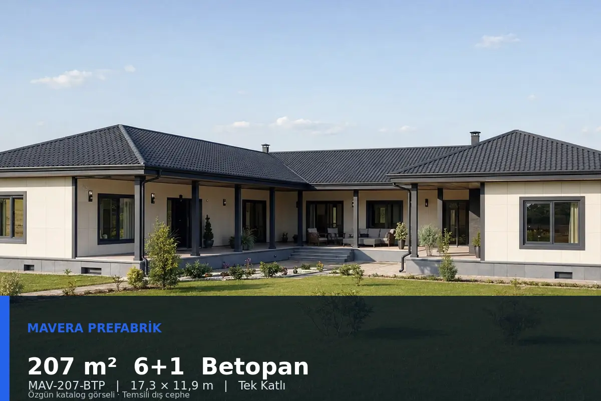 207 m² 6+1 Tek Katlı Betopan Prefabrik Ev