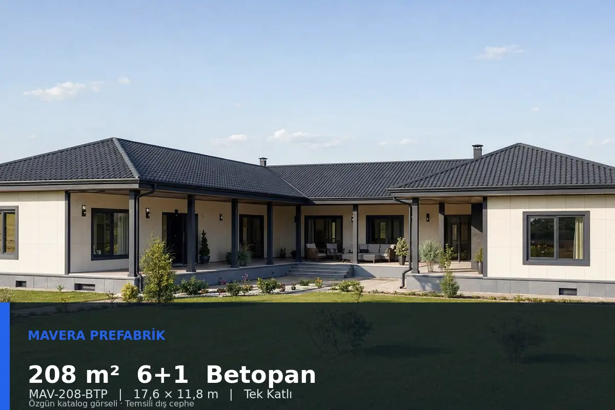 208 m² 6+1 Tek Katlı Betopan Prefabrik Ev