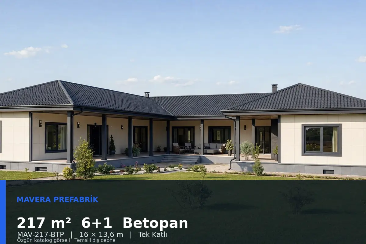 217 m² 6+1 Tek Katlı Betopan Prefabrik Ev