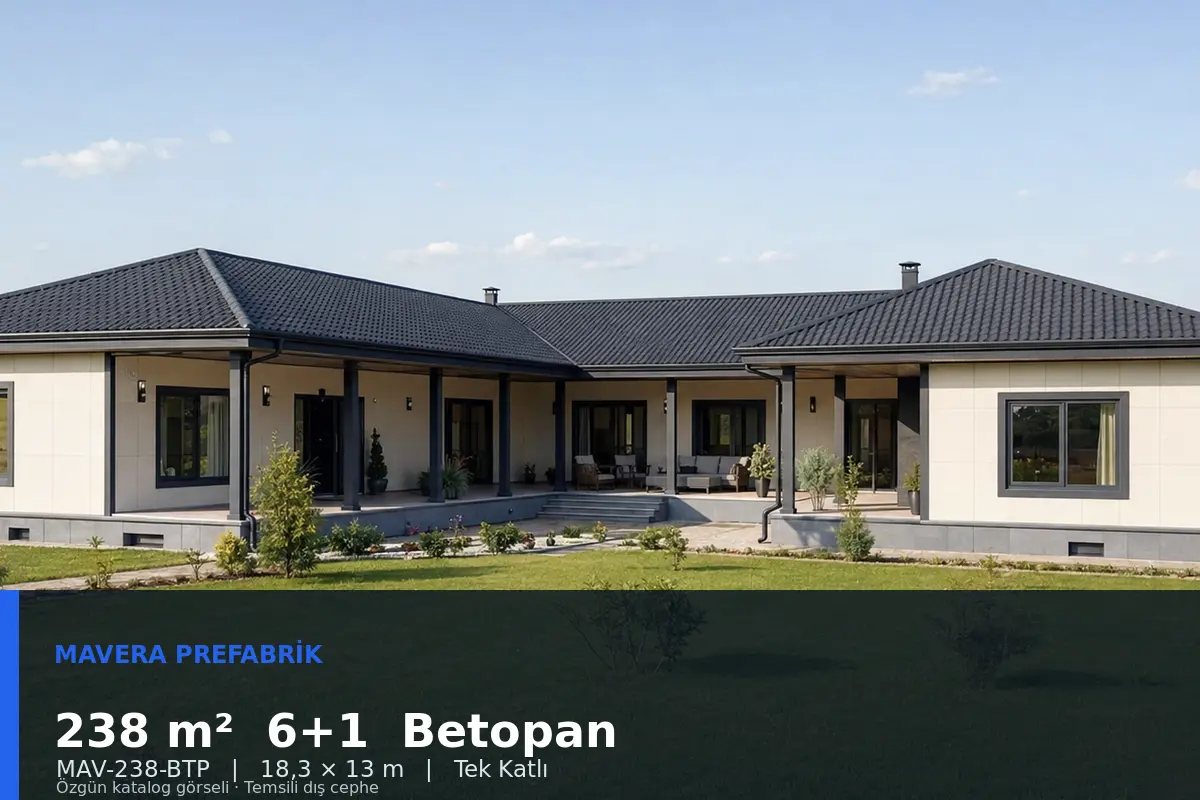 238 m² 6+1 Tek Katlı Betopan Prefabrik Ev