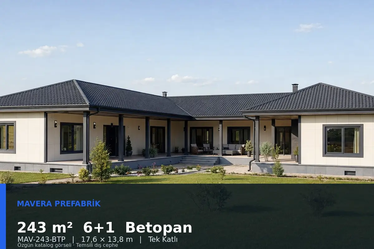 243 m² 6+1 Tek Katlı Betopan Prefabrik Ev