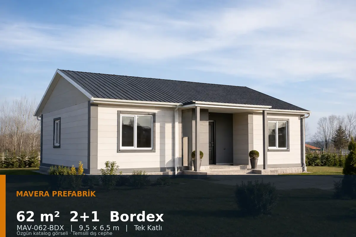 62 m² 2+1 Tek Katlı Bordex Prefabrik Ev
