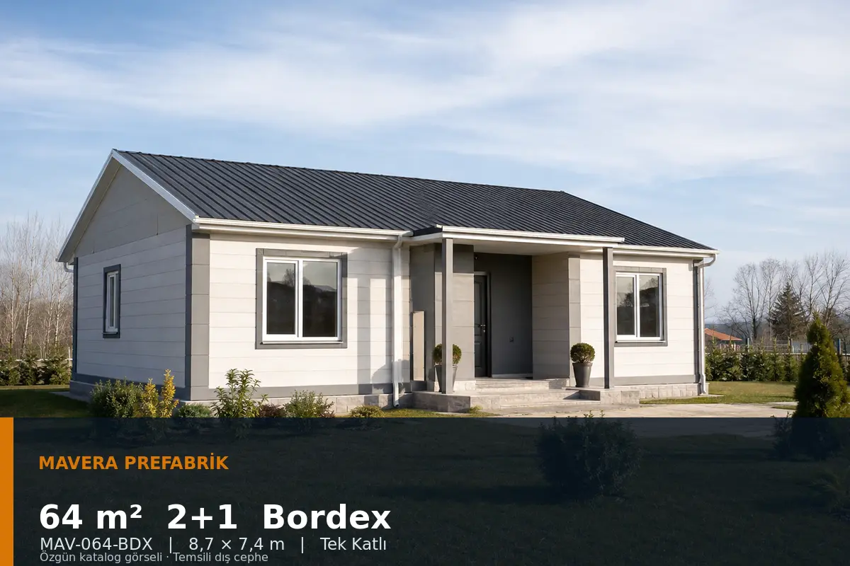 64 m² 2+1 Tek Katlı Bordex Prefabrik Ev