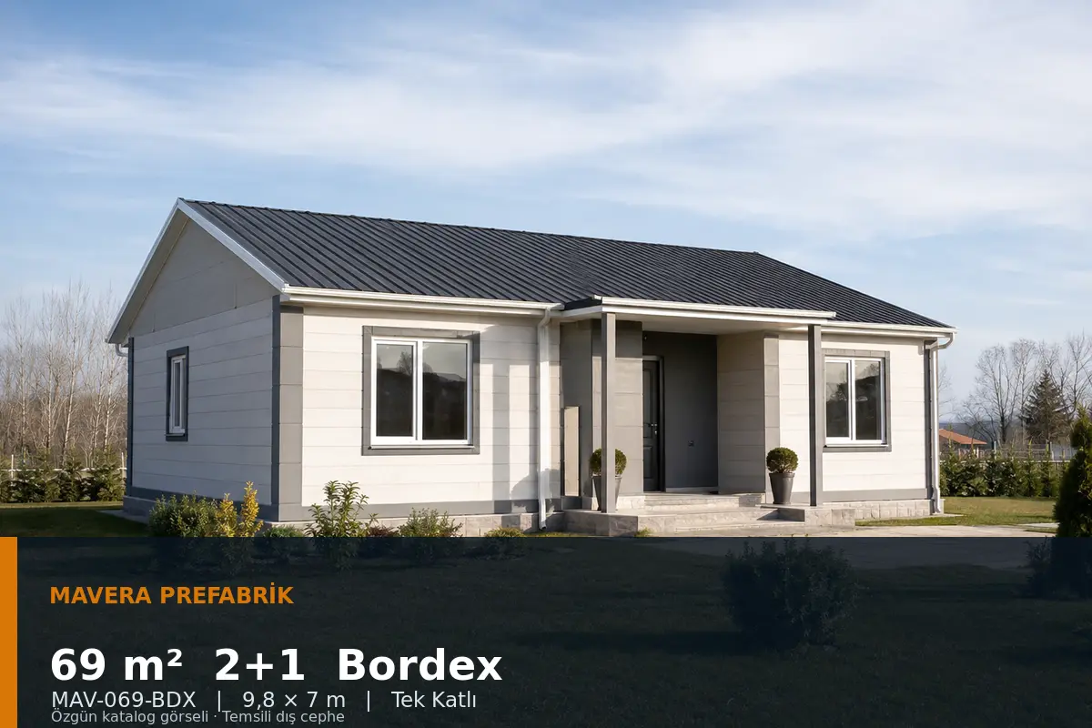 69 m² 2+1 Tek Katlı Bordex Prefabrik Ev