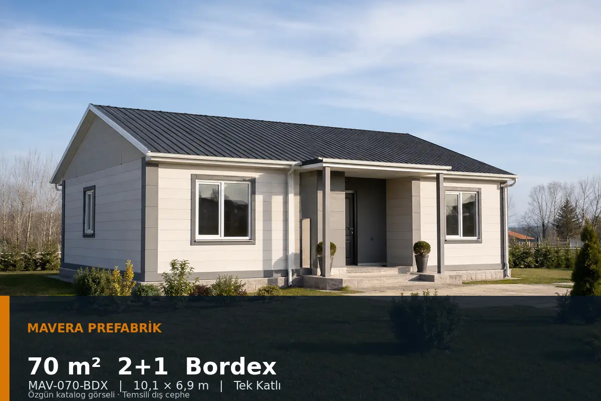 70 m² 2+1 Tek Katlı Bordex Prefabrik Ev