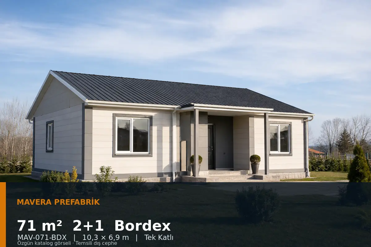 71 m² 2+1 Tek Katlı Bordex Prefabrik Ev