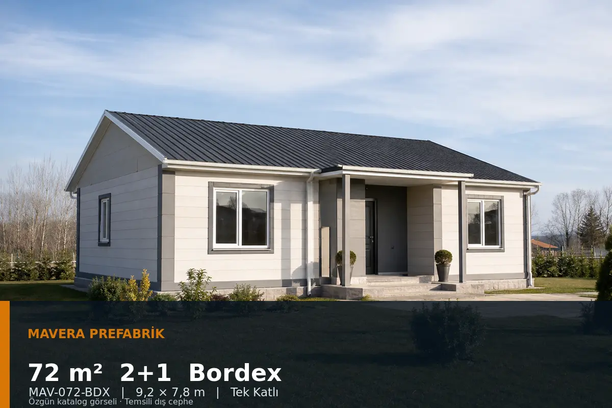 72 m² 2+1 Tek Katlı Bordex Prefabrik Ev