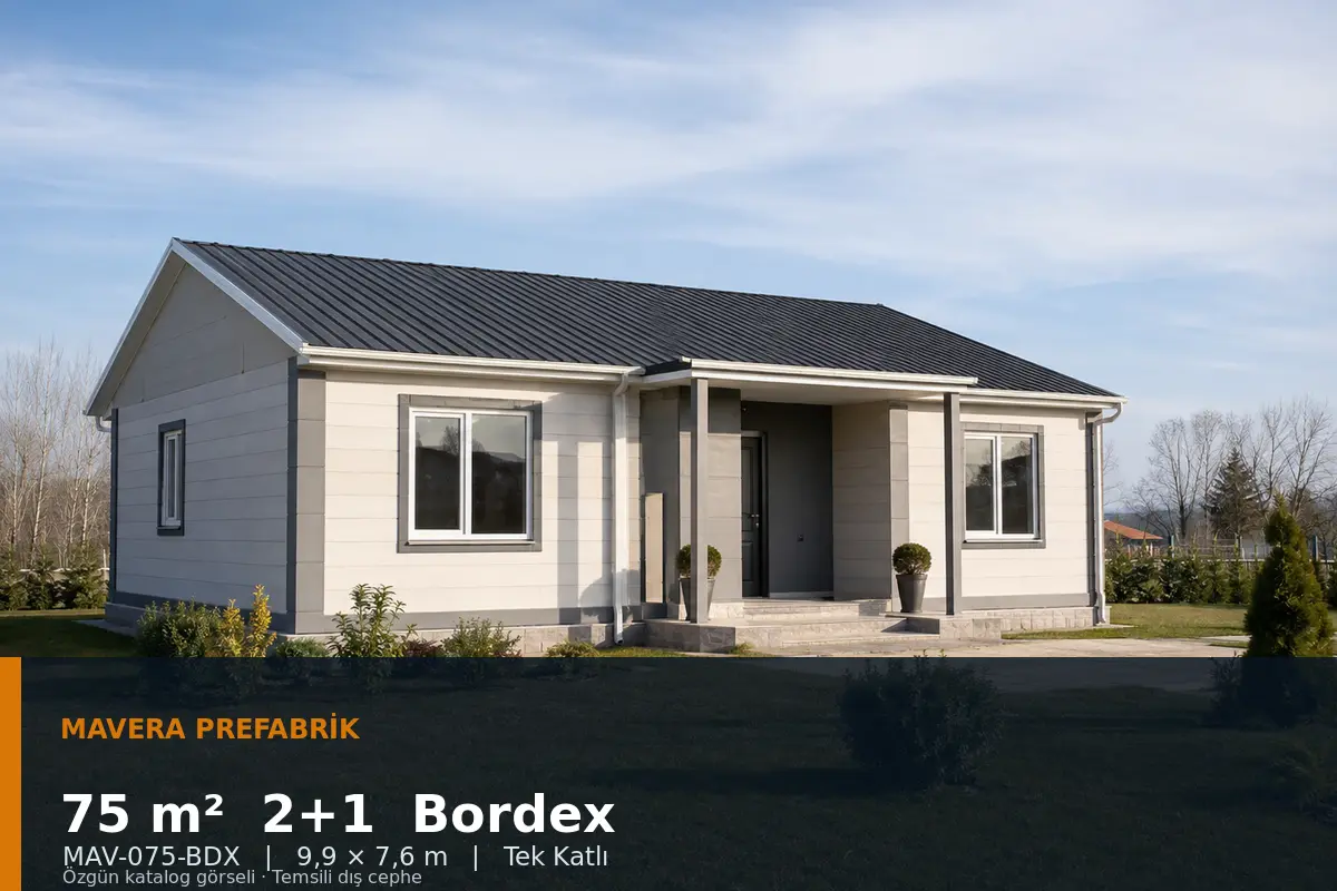75 m² 2+1 Tek Katlı Bordex Prefabrik Ev