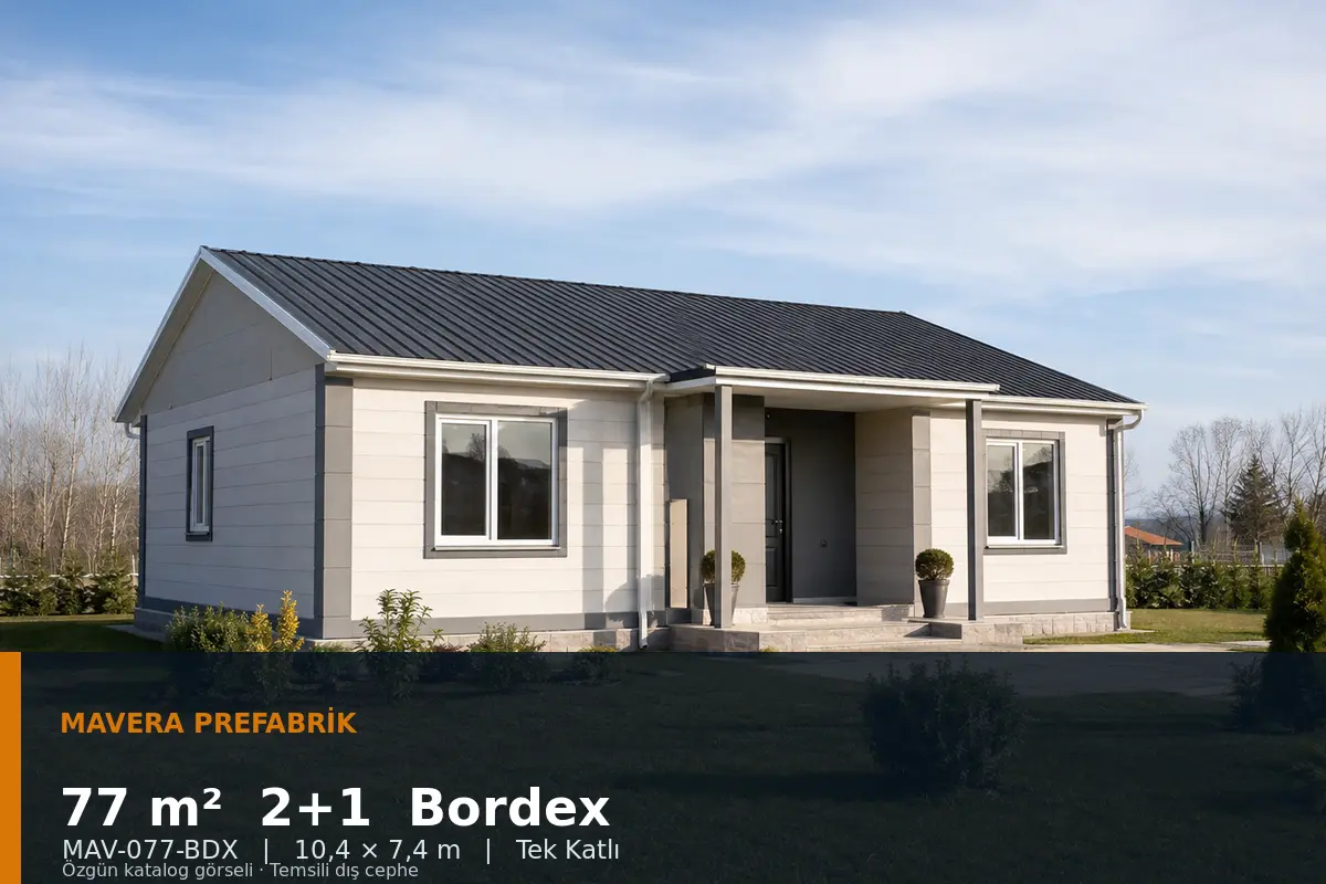 77 m² 2+1 Tek Katlı Bordex Prefabrik Ev
