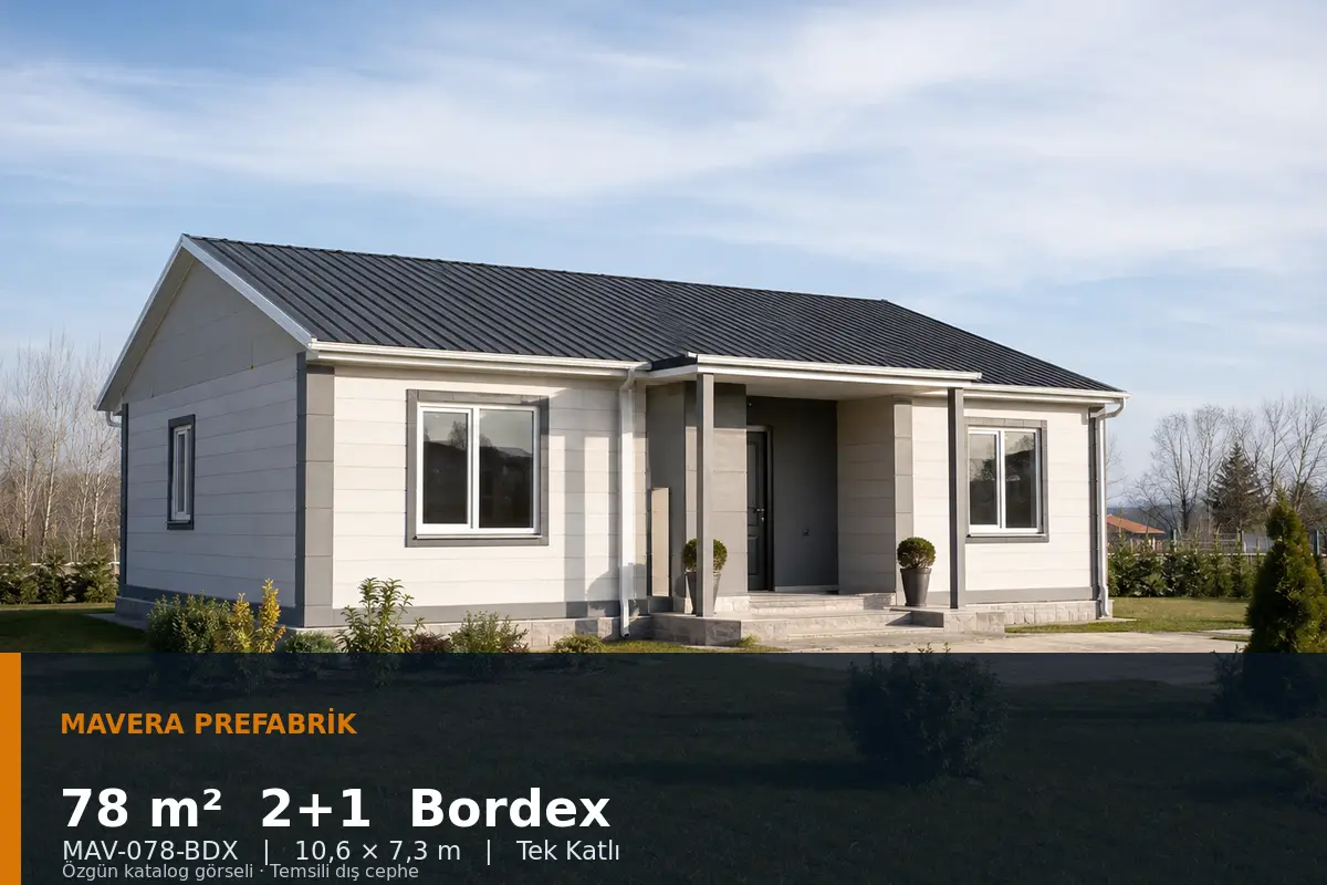 78 m² 2+1 Tek Katlı Bordex Prefabrik Ev
