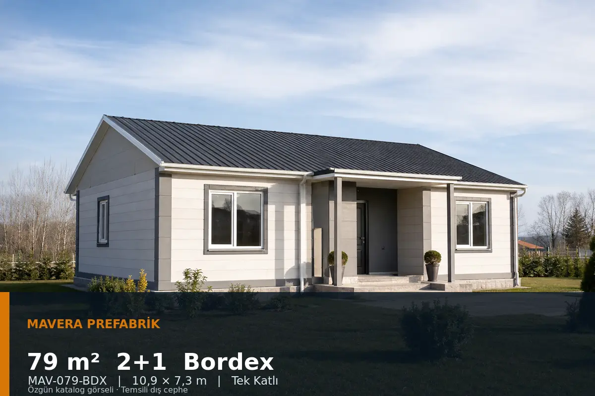 79 m² 2+1 Tek Katlı Bordex Prefabrik Ev