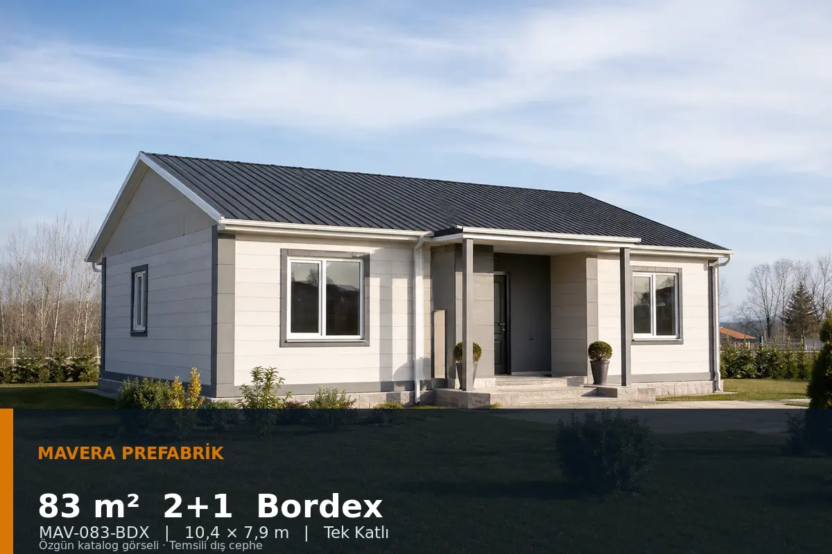 83 m² 2+1 Tek Katlı Bordex Prefabrik Ev