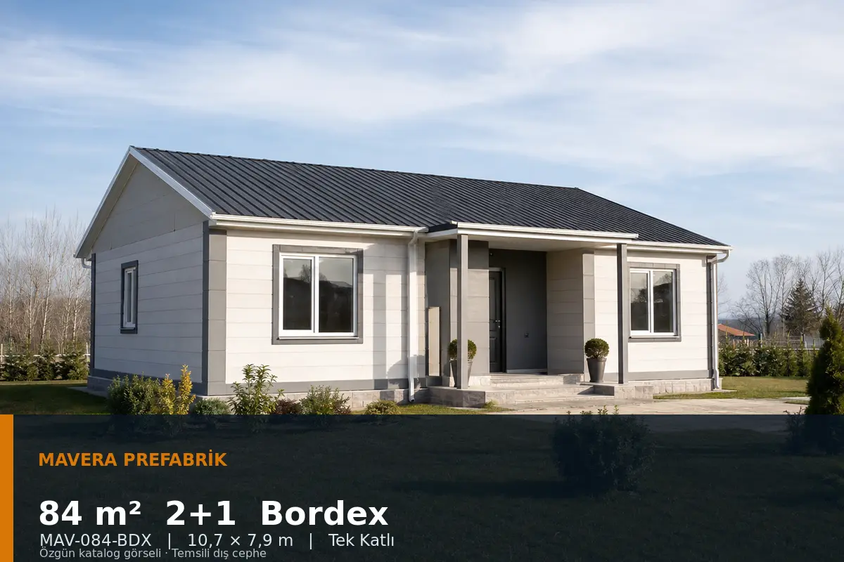 84 m² 2+1 Tek Katlı Bordex Prefabrik Ev