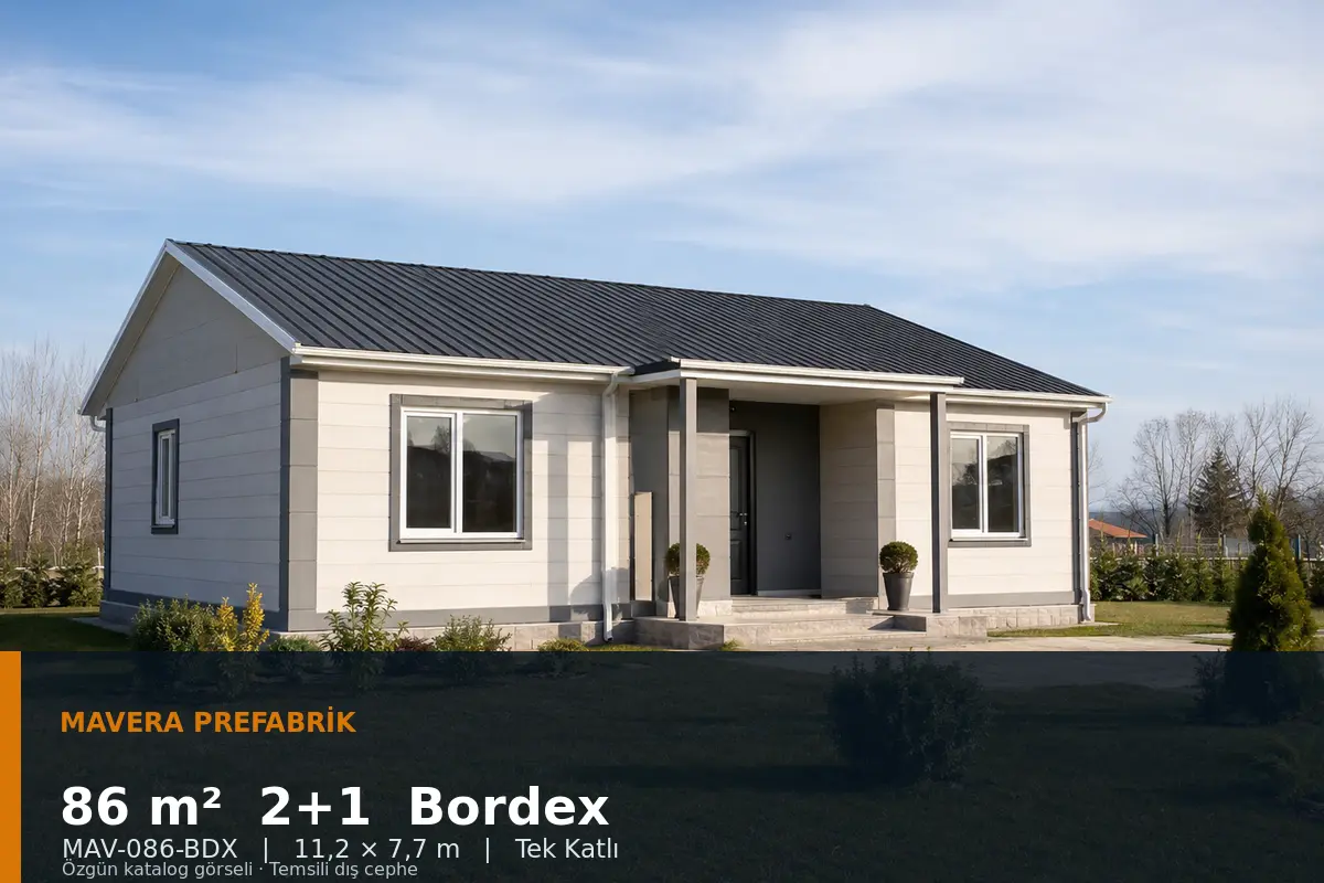 86 m² 2+1 Tek Katlı Bordex Prefabrik Ev