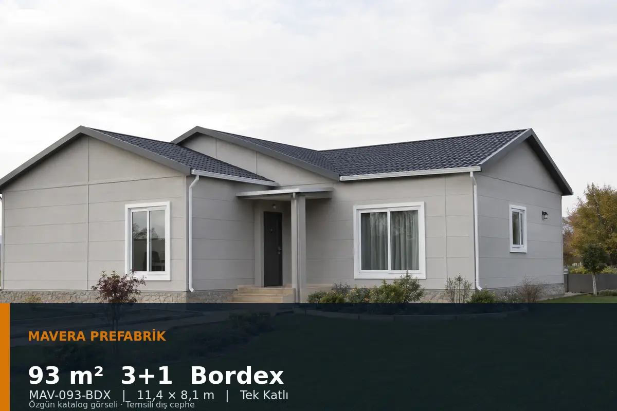 93 m² 3+1 Tek Katlı Bordex Prefabrik Ev