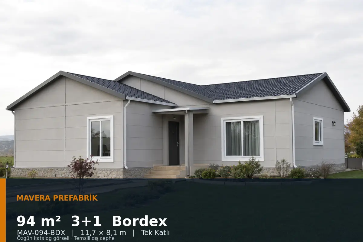 94 m² 3+1 Tek Katlı Bordex Prefabrik Ev