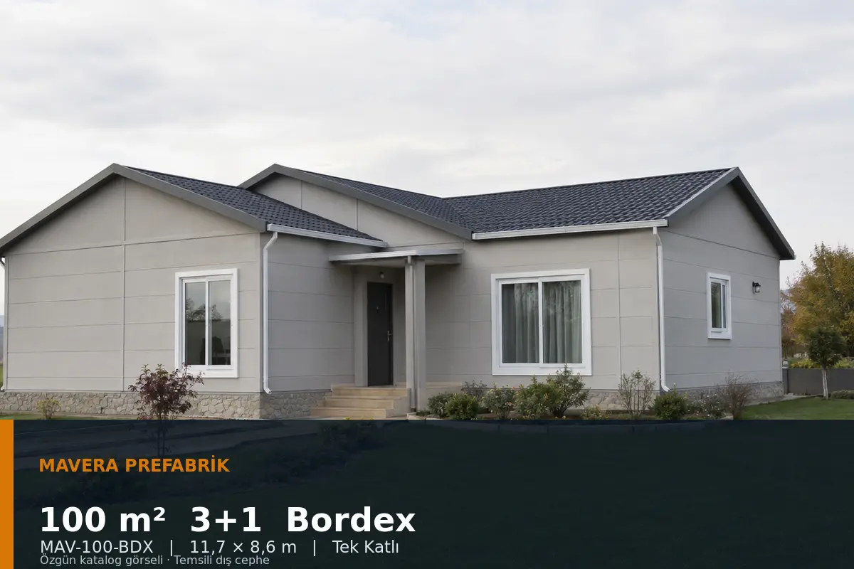 100 m² 3+1 Tek Katlı Bordex Prefabrik Ev