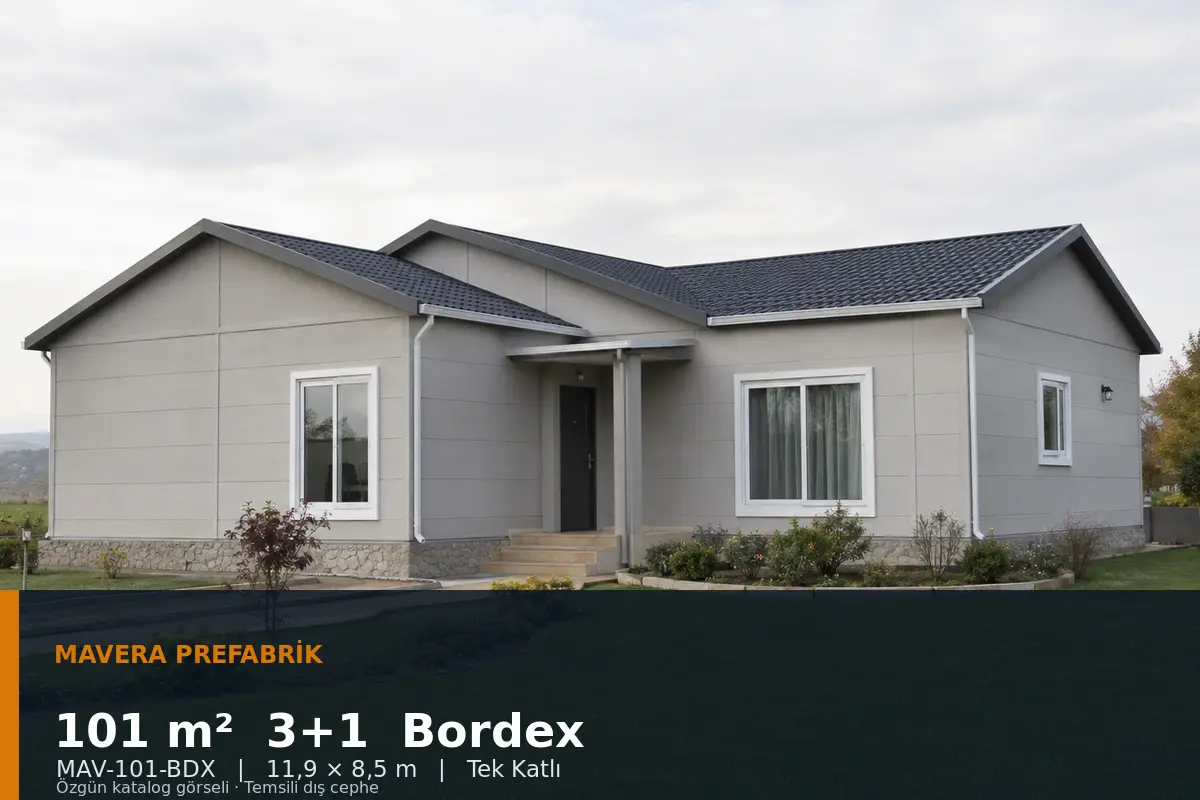101 m² 3+1 Tek Katlı Bordex Prefabrik Ev