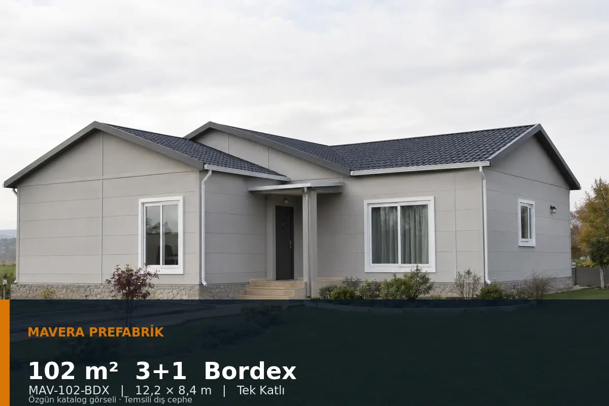 102 m² 3+1 Tek Katlı Bordex Prefabrik Ev