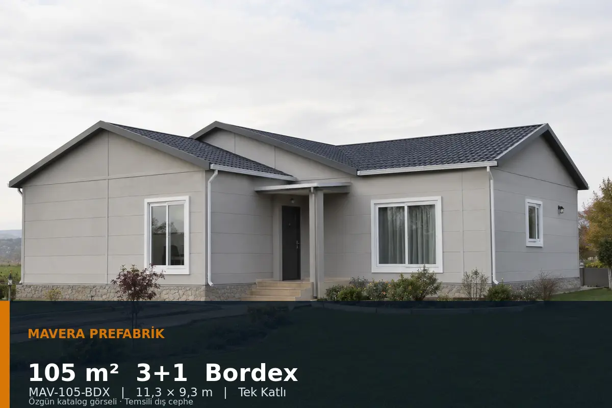 105 m² 3+1 Tek Katlı Bordex Prefabrik Ev