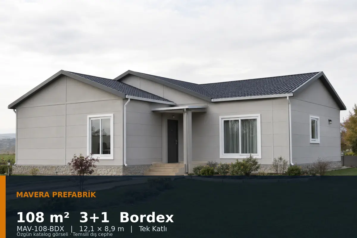 108 m² 3+1 Tek Katlı Bordex Prefabrik Ev