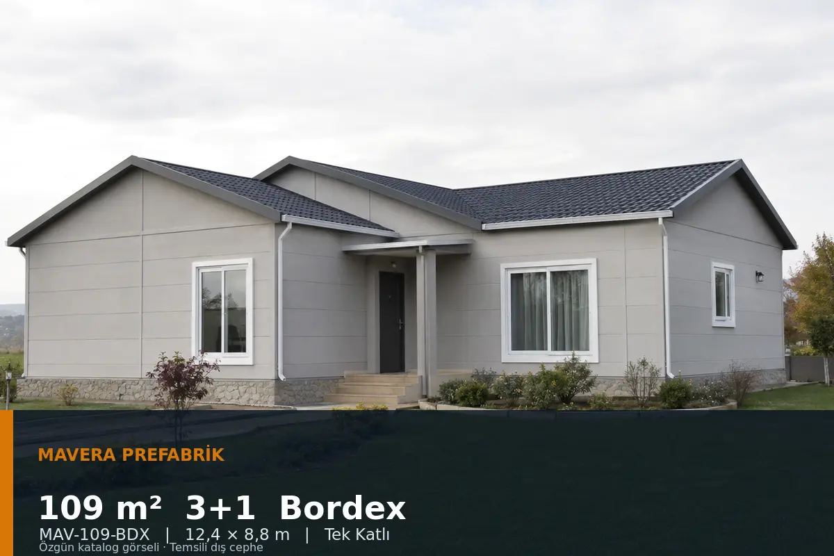109 m² 3+1 Tek Katlı Bordex Prefabrik Ev