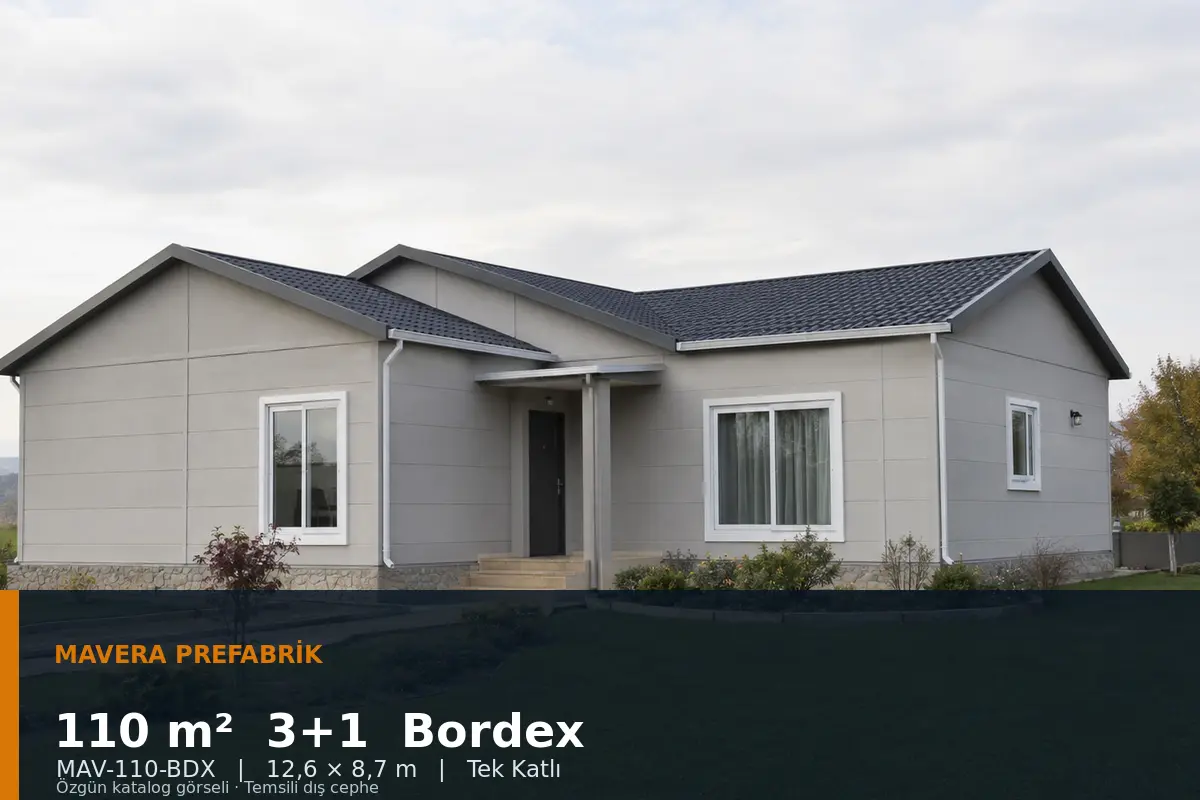 110 m² 3+1 Tek Katlı Bordex Prefabrik Ev