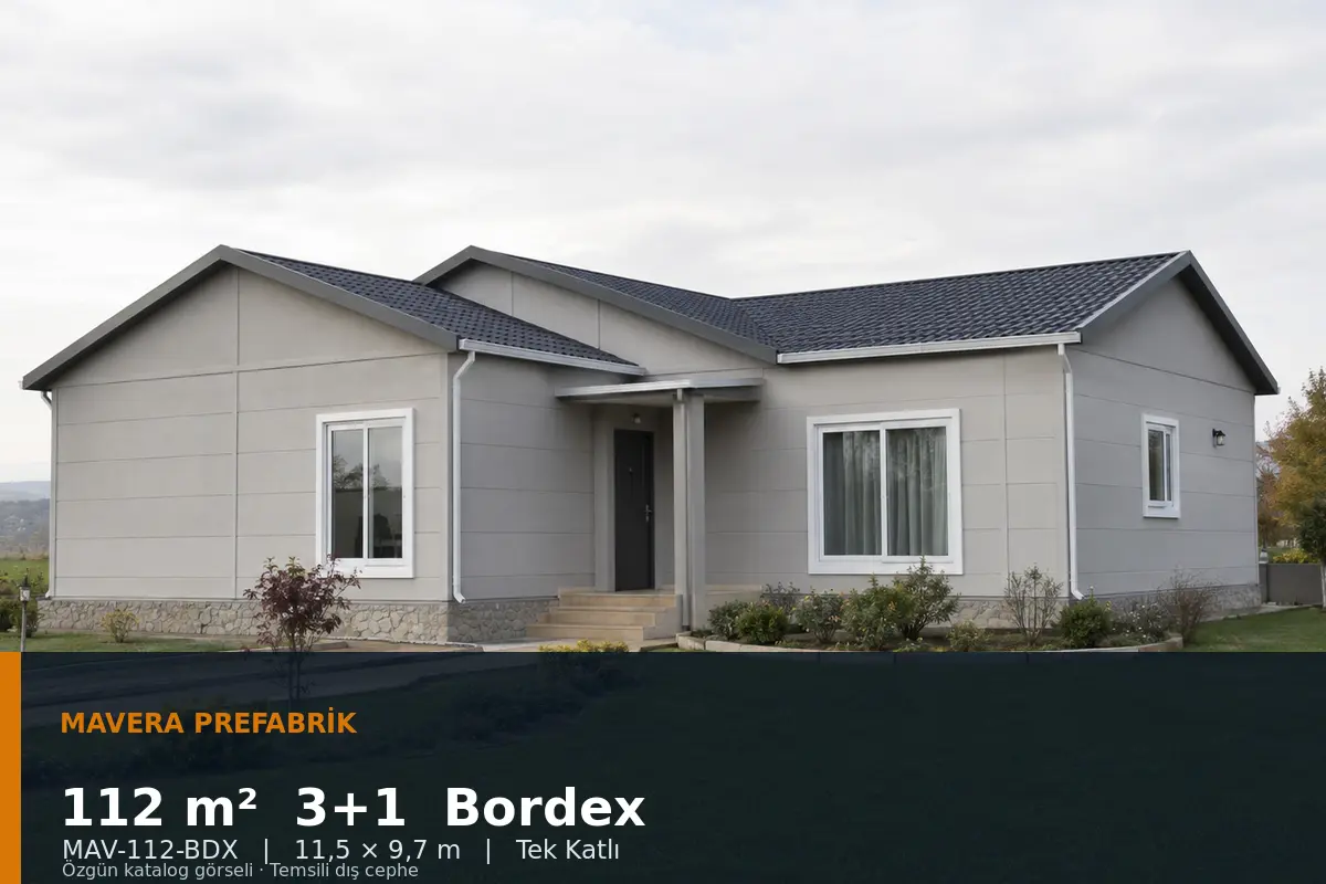 112 m² 3+1 Tek Katlı Bordex Prefabrik Ev