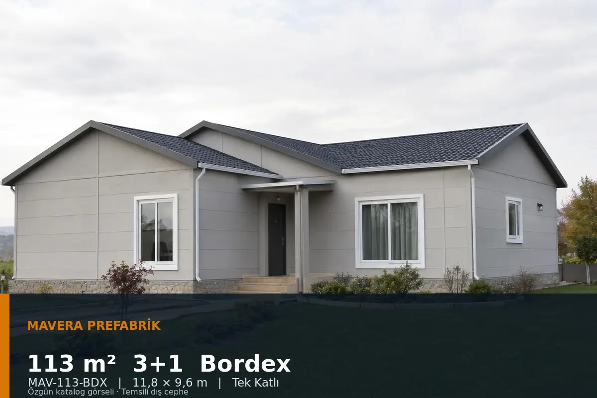 113 m² 3+1 Tek Katlı Bordex Prefabrik Ev