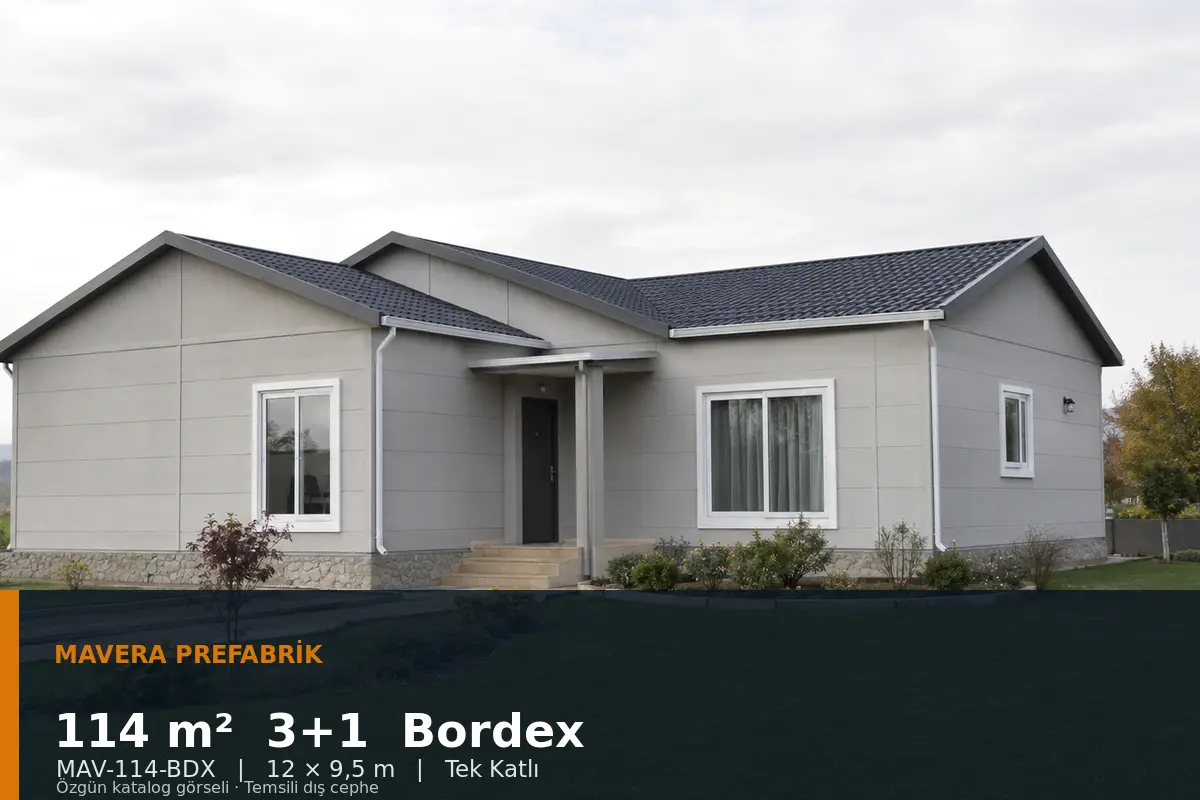 114 m² 3+1 Tek Katlı Bordex Prefabrik Ev