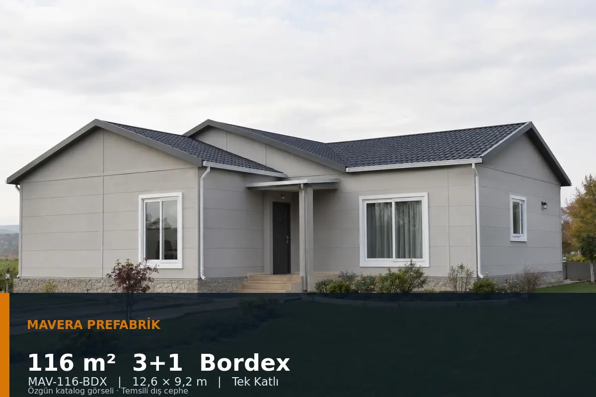 116 m² 3+1 Tek Katlı Bordex Prefabrik Ev