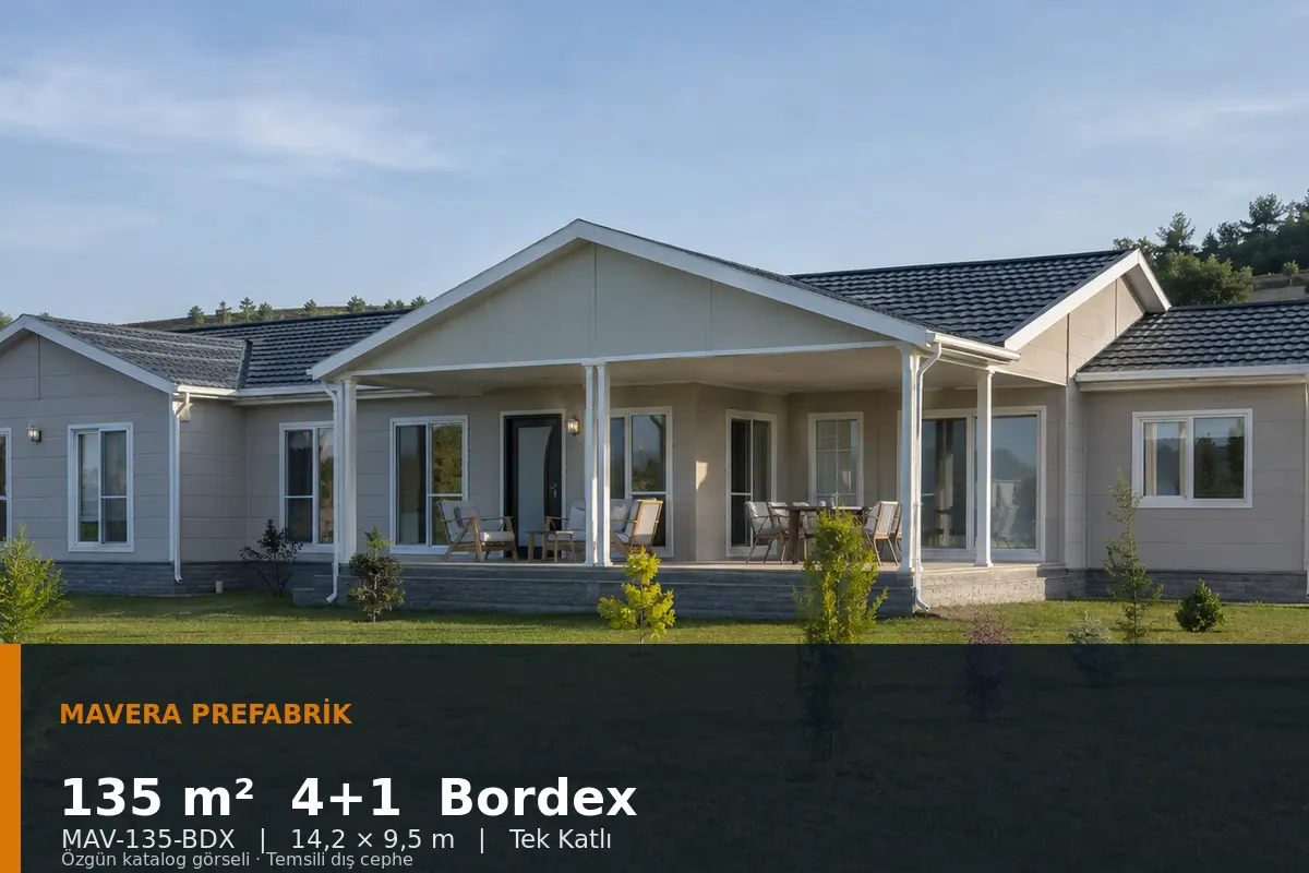 135 m² 4+1 Tek Katlı Bordex Prefabrik Ev