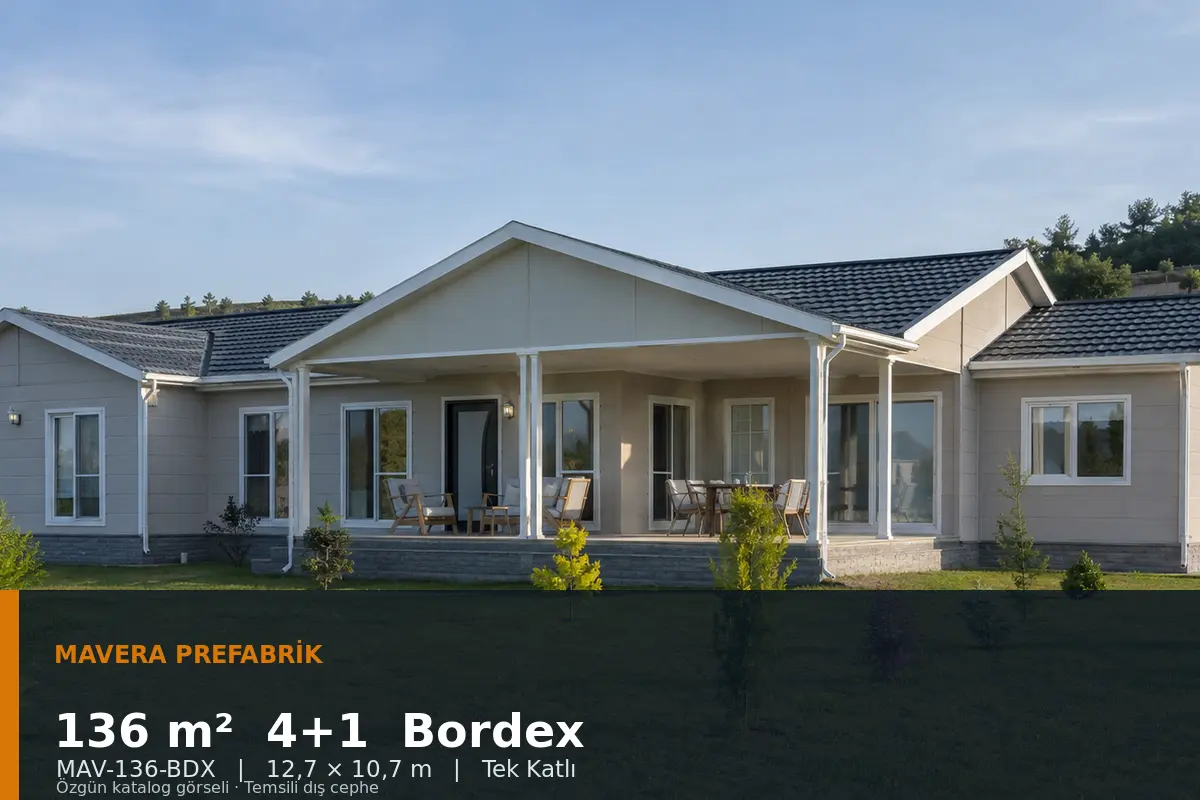 136 m² 4+1 Tek Katlı Bordex Prefabrik Ev