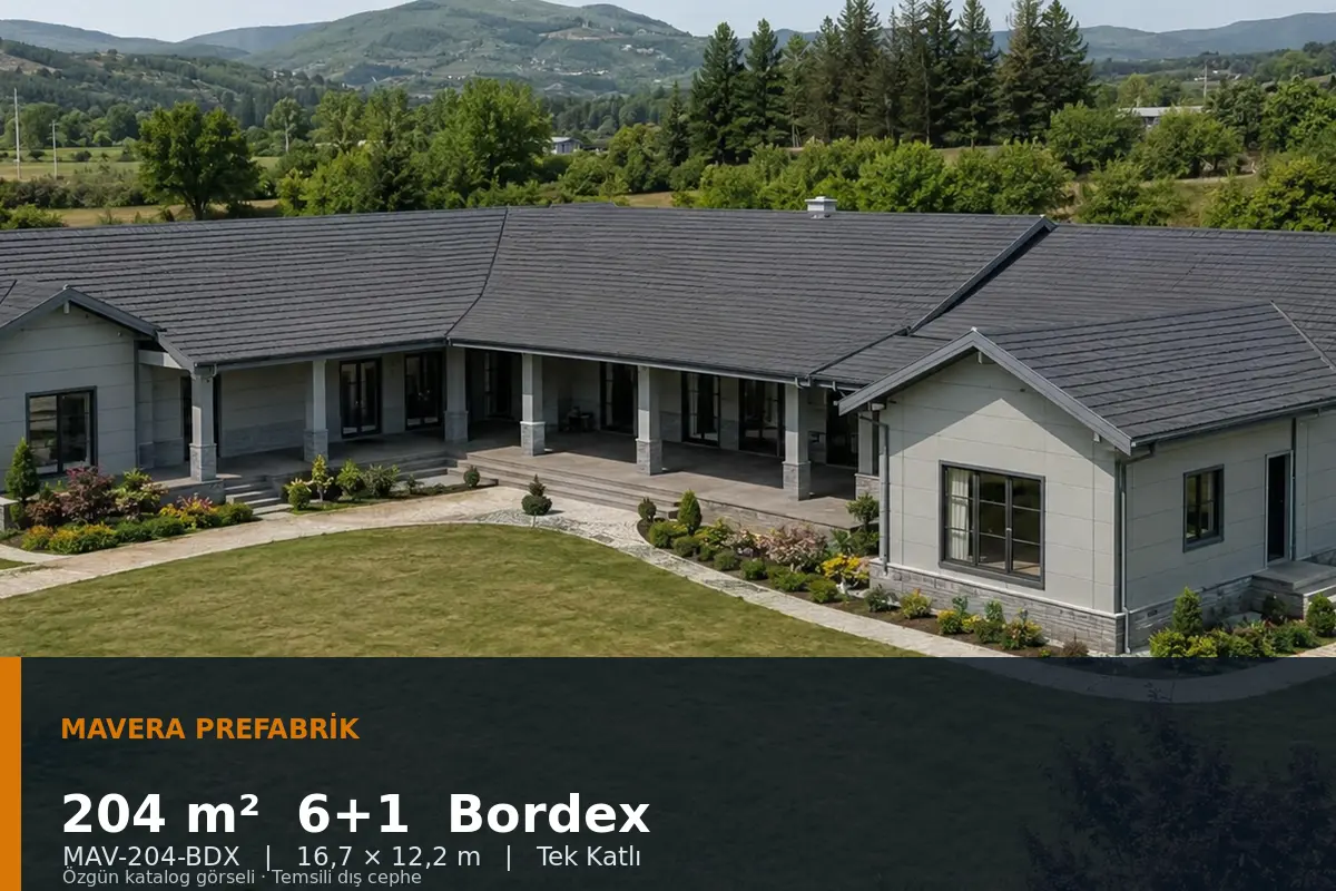 204 m² 6+1 Tek Katlı Bordex Prefabrik Ev