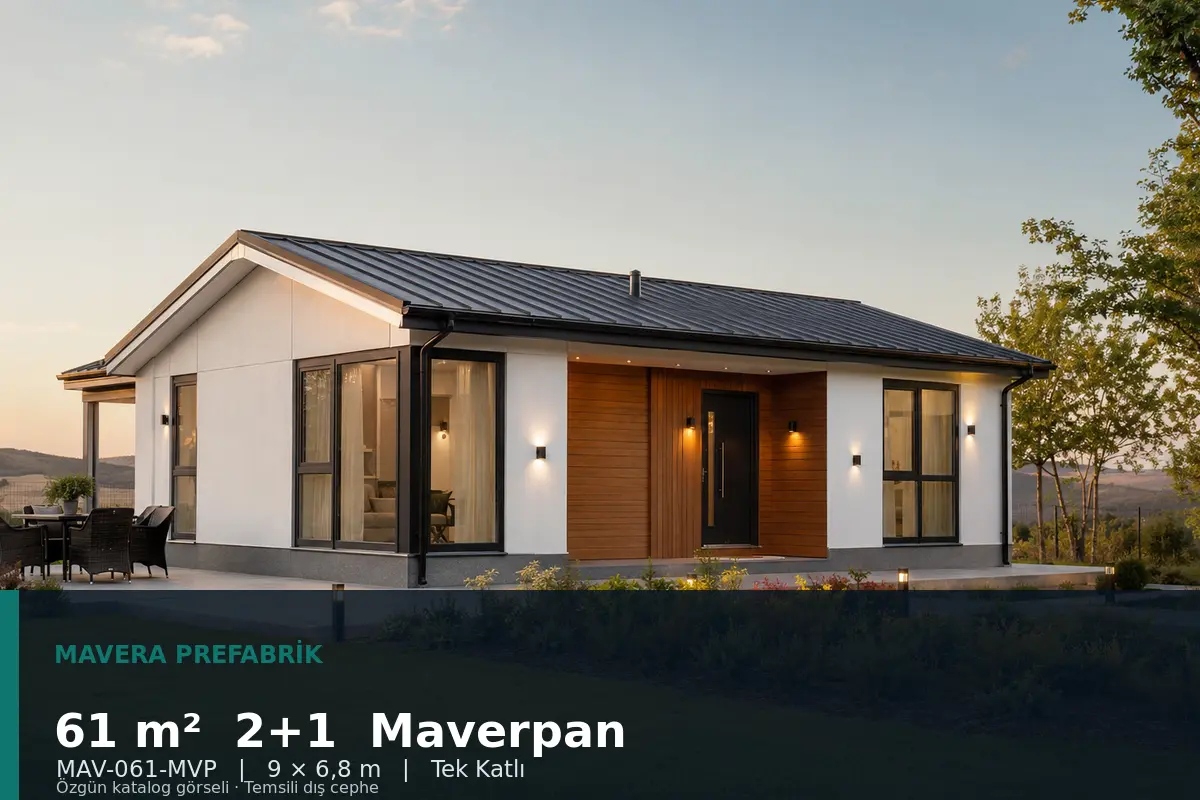 61 m² 2+1 Tek Katlı Maverpan Prefabrik Ev