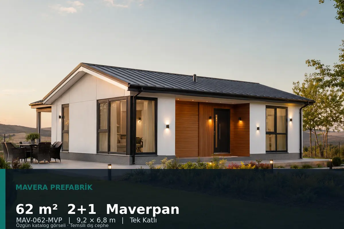 62 m² 2+1 Tek Katlı Maverpan Prefabrik Ev