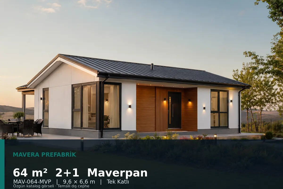 64 m² 2+1 Tek Katlı Maverpan Prefabrik Ev