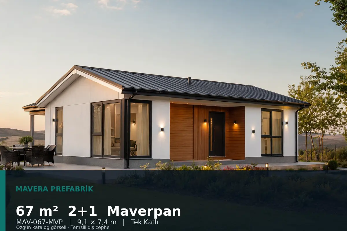 67 m² 2+1 Tek Katlı Maverpan Prefabrik Ev