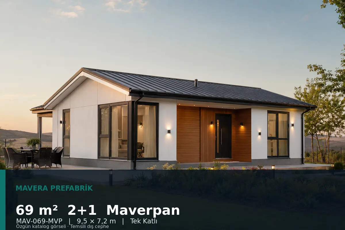 69 m² 2+1 Tek Katlı Maverpan Prefabrik Ev
